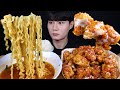 라면 & 슈프림 양념치킨 먹방ASMR MUKBANG SPICY NOODLES & FRIED CHICKEN 甘いチキン辛いラメン THỊT GÀ ไก่ AYAM eating sounds