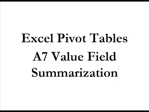 Pivot Tables A7 Value Field Summarization