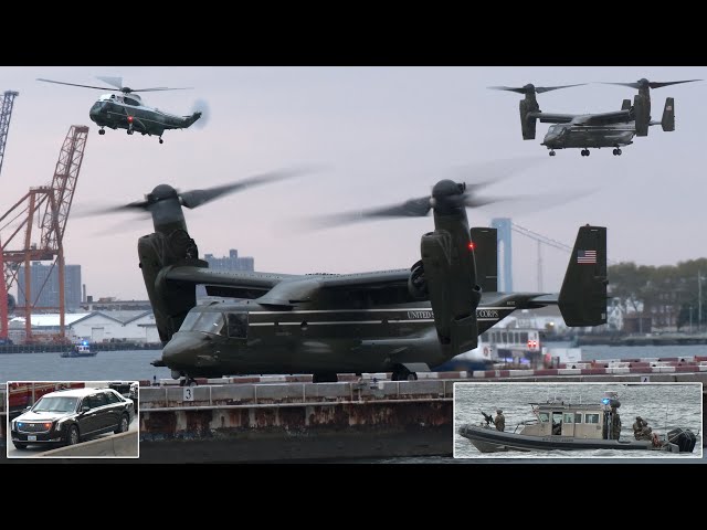 President Biden's helicopters land in New York | Gun boats, SWAT teams & heavy security 🇺🇸 class=