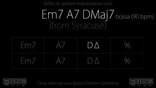 Em7 A7 DMaj7 (bossa 90 bpm) (Syracuse Partie A) - Backing Track chords