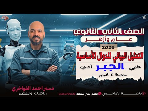 التمثيل البياني لبعض الدوال الاساسية الدرس الرابع جبر الصف الثاني الثانوي 2026 علمي وادبي  التمثيل البياني لبعض الدوال الاساسية الدرس الرابع جبر الصف الثاني الثانوي 2026 علمي وادبي