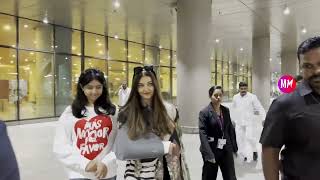 Aishwarya Rai Bachchan With Daughter Aaradhya Spotted At Mumbai Airport