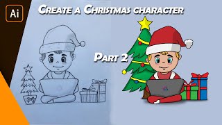 Create a Christmas Character - Part 2 - Adobe Illustrator Tutorial