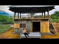 A young woman builds a house alone using giant bamboo: Plastering and making a bed