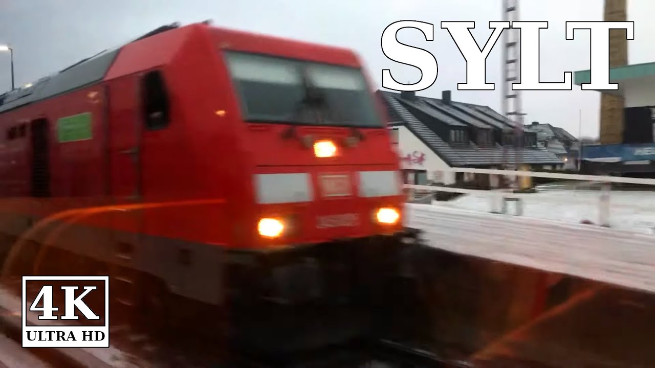 Поездка на поезде по заснеженному Северному морю на остров Зюльт | Германия декабрь 2022