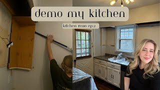 demo my kitchen with me ✨ removing cabinetry & things did not go to plan exactly | kitchen reno ep.2