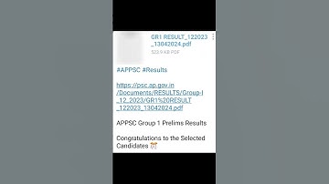 APPSC group 1 results @vsrgeneralstudies