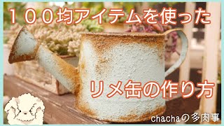 【多肉植物】ダイソーのブリキ缶でリメ缶作り☺️塗料も１００均で揃います