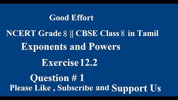 NCERT Grade 8 || CBSE Class 8 - Exponents and Powers Exercise 12.2 Question # 1 in Tamil