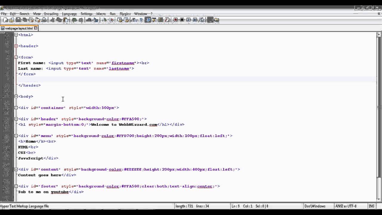 how to make a web page with notepad