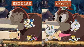 Cuphead DLC - Moonshine Mob Regular vs Expert - Difficulty Comparison - Peashooter Only