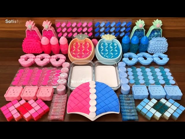 Slime Mixing Random_ Pink vs Blue Pineapple Clay Satisfaction 2316