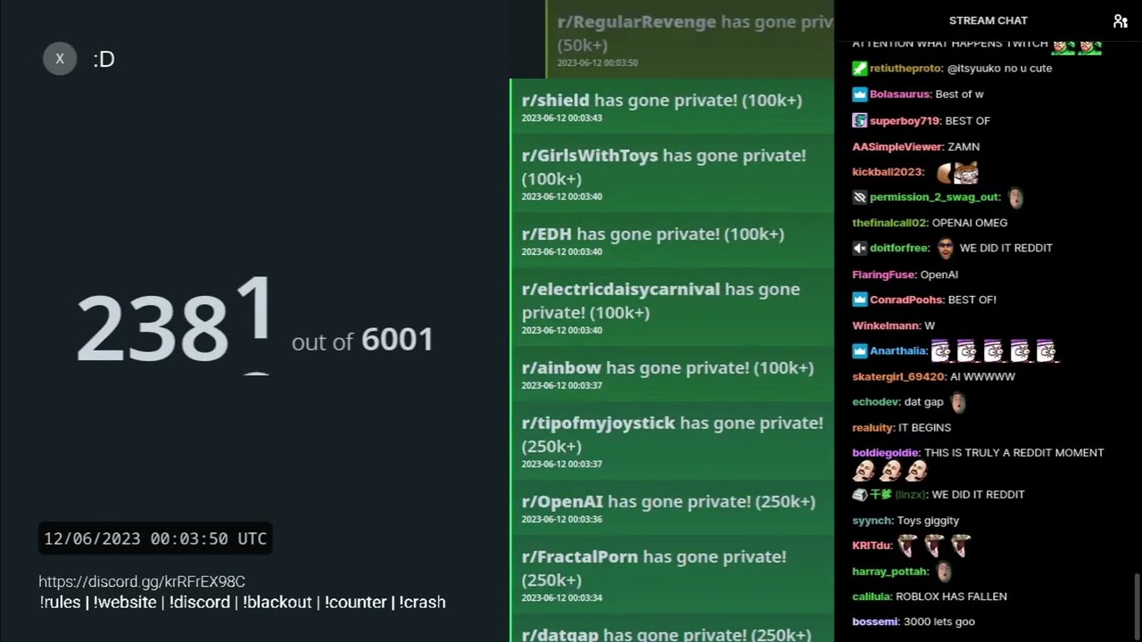Reddit June 12th Blackout (UTC+0 Midnight)