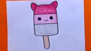 تعليم الرسم للأطفال/رسم آيس كريم/رسم سهل/رسم وتلوين/cute ice cream drawing easy g