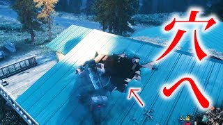 屋根が抜ける演出ポイントに、バイクと一緒に落ちてみた【DAYS GONE】検証　実況　デイズゴーン