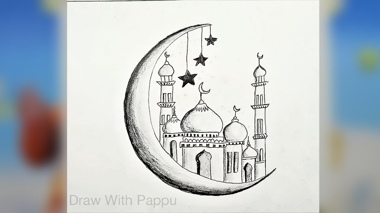 Mosque Drawing Easy Step by Step For Kids/Beginners