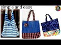 3 Bag Making Ideas from old Clothes/3 Easy Shopping Bag sewing ideas at home using old clothes/best