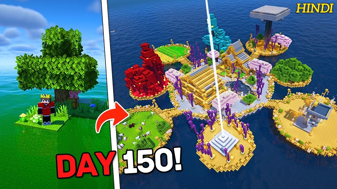 ⁣I Survived 150 Days on Acid Ocean only world in Minecraft Hardcore (Hindi)
