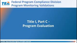 2026-27 PMV Title I, Part C Program Evaluation