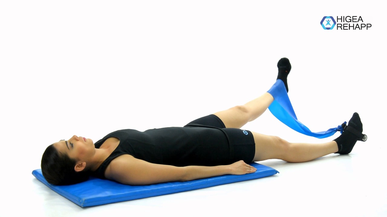 physiotherapy exercises Ejercicio de abducción de cadera en posición supino con theraband o banda elástica