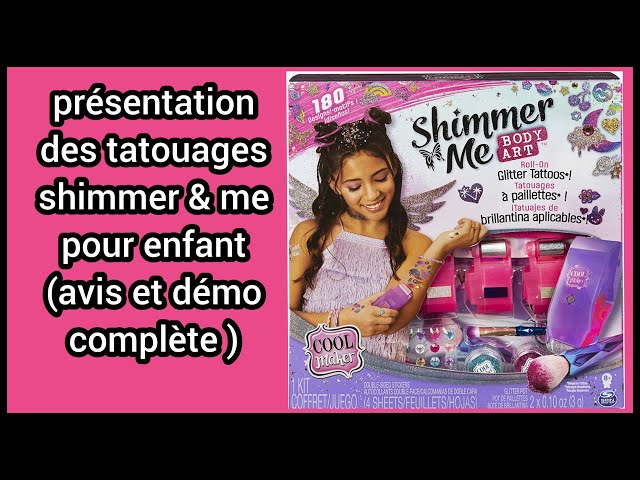 COOL MAKER - SHIMMER ME BODY ART - Coffret Tatouages Éphémères  Personnalisables Avec 180 Motifs, Cartouches de Couleur Pinceau et Strass  Paillettes 