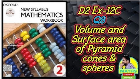 Q8 || Ex-12C || D2 || NSM || Volume and Surface area of pyramid, cones and spheres || Urdu Hindi
