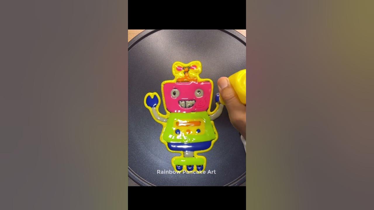 Shorts How to draw Happy Robot Pancake - Robot, Cute Cartoon, Pancake Art @rainbowpancakeart