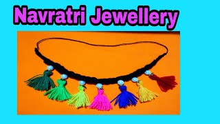 DIY Best out of waste / Navratri Garba Jewellery / Ornaments making using wool / Nceklace Making DIY