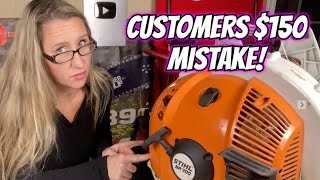 Stihl BR700 Backpack Blower won't start after 'Customer tried to fix'. $150 OOPS!