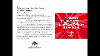 Reliance immigration advisory services do not believe on fraud,
unethical behavior or to cheat anyone. our goal is satisfy customer
need through p...