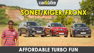 Maruti Suzuki Fronx V Kia Sonet V Renault Kiger | 1.0 Turbo Comparison