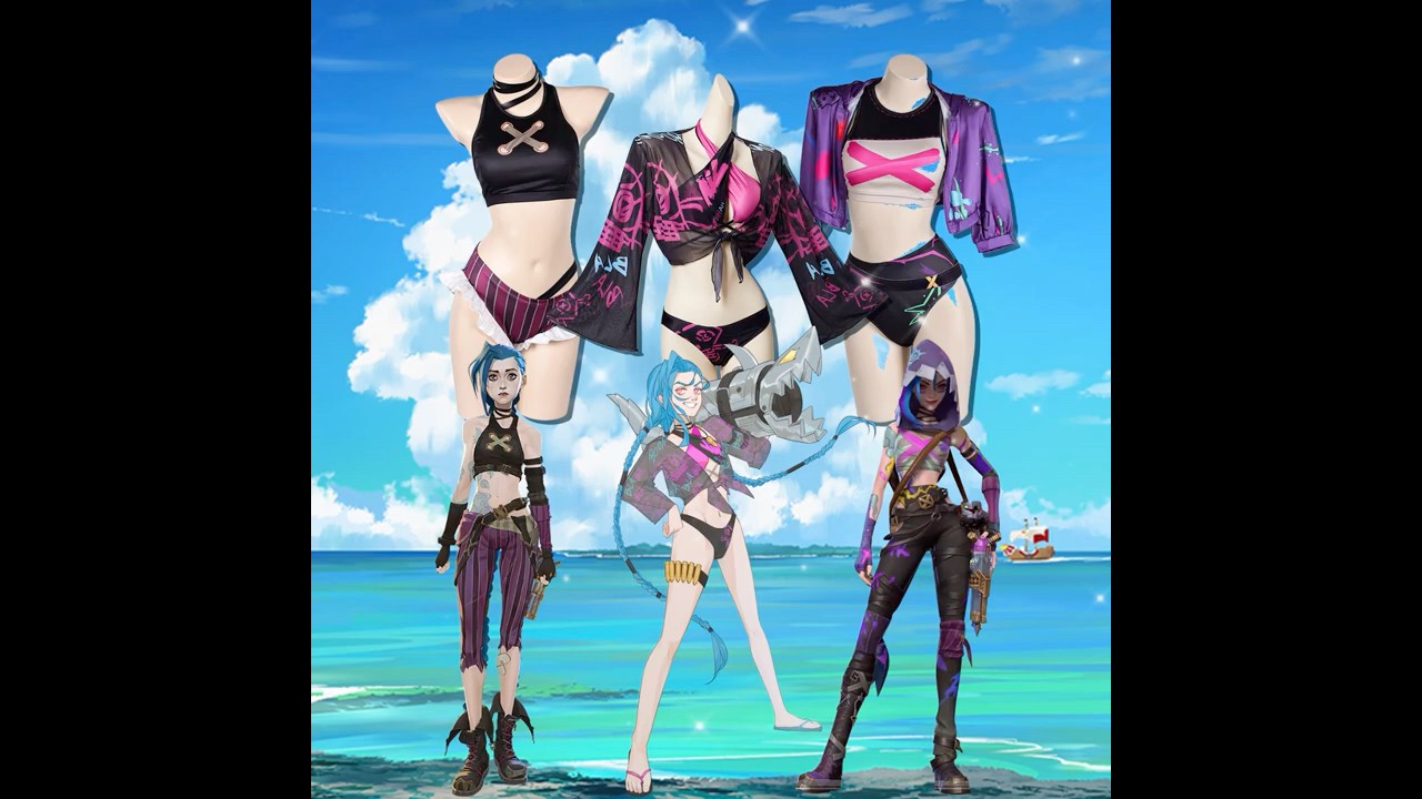league of legends #anime #game #fyp #leagueoflegends #jinx #swimsuit #costume #cos #cosplay