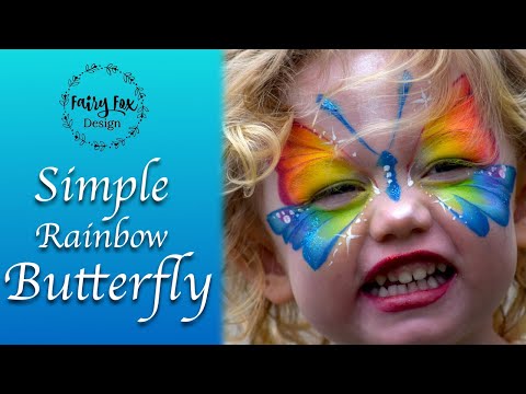 Simple Rainbow Butterfly - Face Paint Tutorial