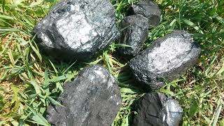 Кокс - это высокосортный уголь, куски которого лежат на траве, необходим в кузнечном деле - жар даёт
