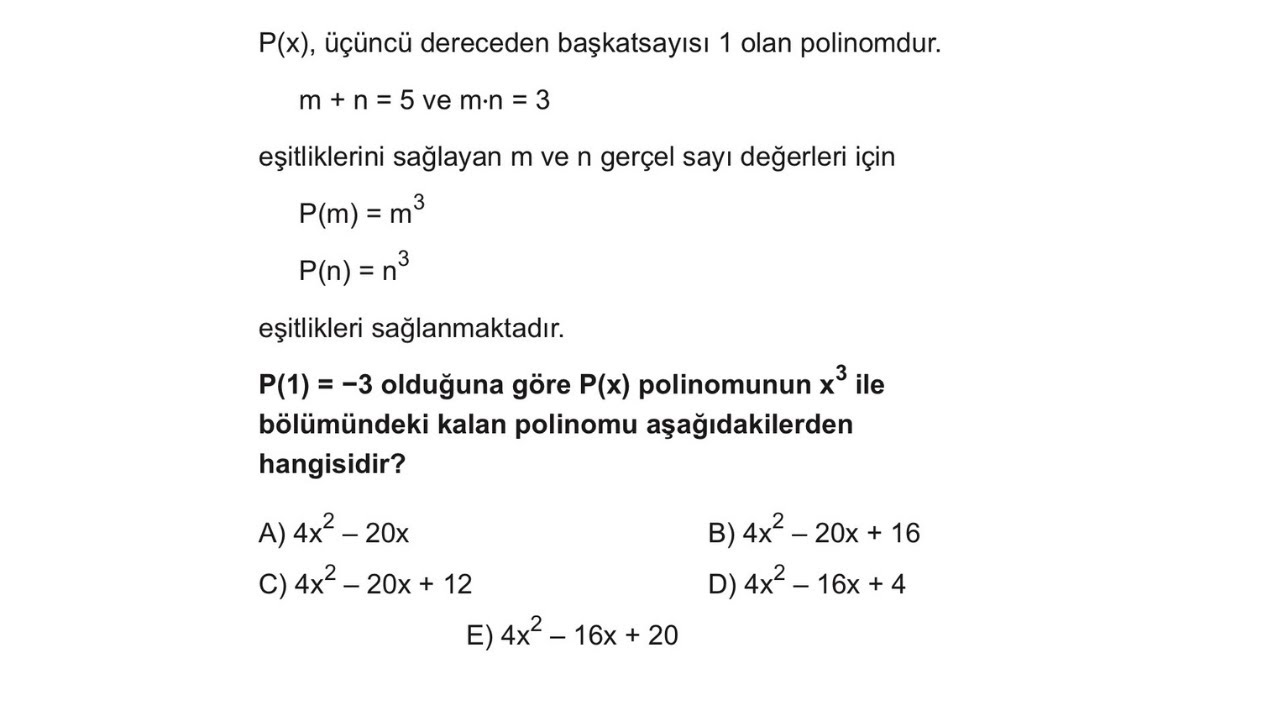 Dikkat İsteyen Polinom Sorusu - BARIŞ YAYINLARI