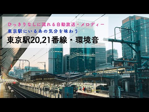 [環境音・作業用BGM]東京駅20,21番線ホームから聞こえる環境音　発メロ・接近メロディ・自動放送などなど
