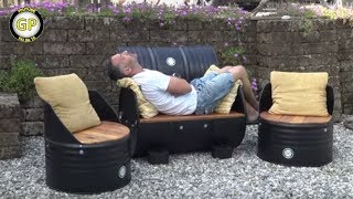 Make a Chairs and Sofa with 200 liters bins  Diy