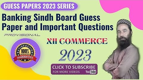 Banking I COM Part 2 | Guess Paper & Important Question for 2023