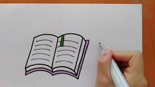 تعليم رسم كتاب للأطفال 📖😍 | How to draw a book | Kitap nasıl çizilir