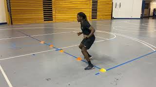 Zig zag side shuffle around cones