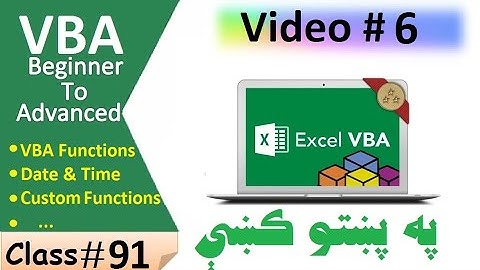 Excel VBA Lesson-6 in Pashto | VBA Date and Time Functions | Custom Functions #vba #functions