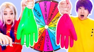 Mystery Wheel Of Slime GIANT GLOVES Challenge!