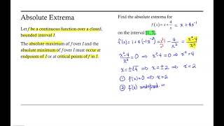 Absolute Extrema: Rational Function
