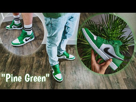 jordan 1 low pine green on feet
