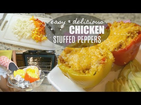 COOK WITH ME | SIMPLE CHICKEN STUFFED PEPPERS | XoJuliana