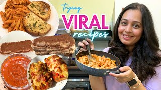 Trying VIRAL Recipes *with a twist* | Viral Pizza Toast 🍕, Trending Spicy Pasta 🍝, Tiramisu 🍮