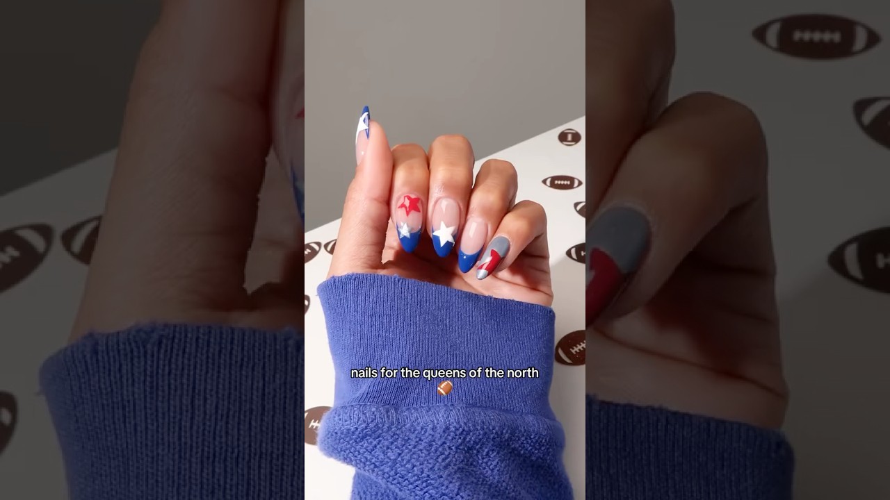 No naps, just nails 🏈 IYKYK 💙❤️@oliveandjune