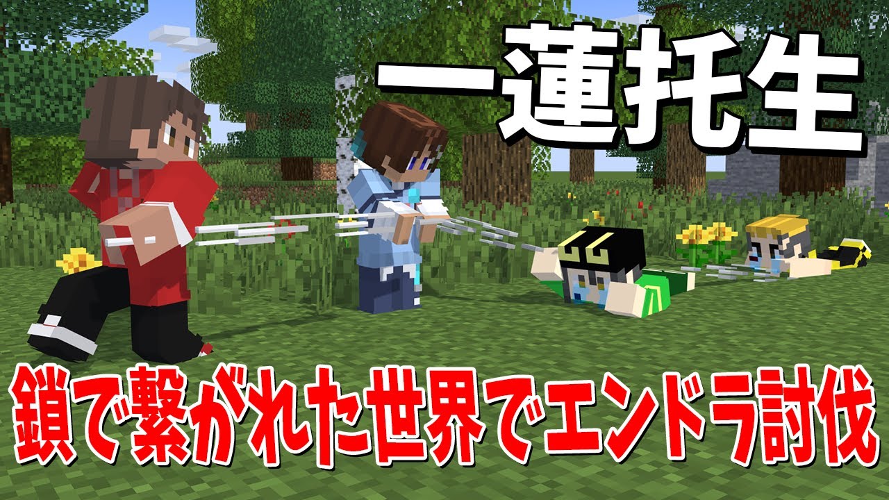 全員鎖で繋がれた世界でエンドラ討伐しようとしたらこいつらとは運命を共にできないことがわかりました - マインクラフト