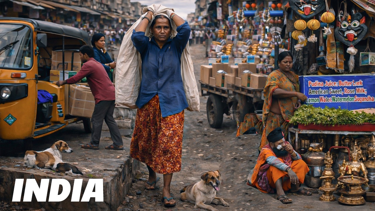 🇮🇳 Уникальный рынок Индии | Реальная жизнь местных жителей | Пешая прогулка в 4K
