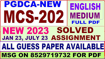 mcs 202 solved assignment 2023 / mcs 202 solved assignment 2022-23 / ignou pgdca new mcs 202 2023-24